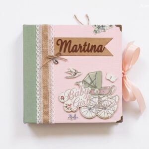 Álbum bebé niña personalizado Primer Año vintage