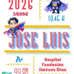 Lámina nacimiento personalizada superhéroes