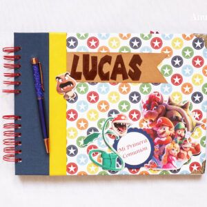Libro de firmas comunión niño personalizado Mario Bros