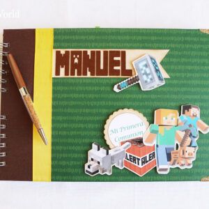 Libro de firmas comunión niño personalizado Minecraft