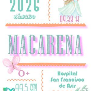 Lámina nacimiento personalizada princesas